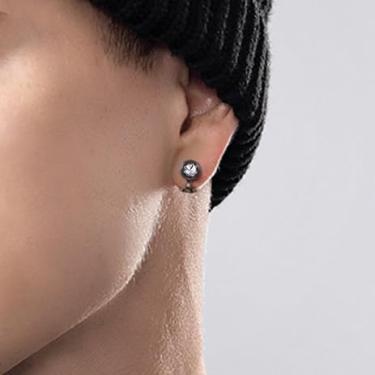 Imagem de Brincos de pressão para mulheres sem orelhas furadas, brincos de pedra do mês de nascimento não perfurados para presente de aniversário, Medium, Cobre, Branco