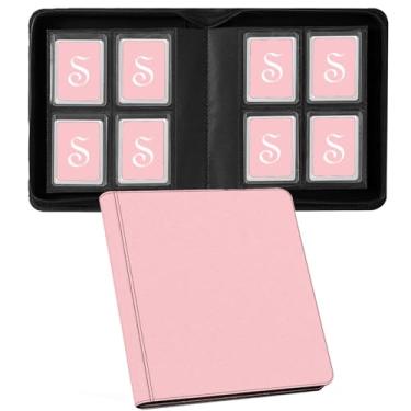 Imagem de Fichário Toploader com 160 bolsos, fichário de cartão colecionável com zíper, comporta toploaders de 7,6 cm x 10,2 cm, 35PT Toploaders, fichário de couro sintético com bolsos frente e verso sem anel