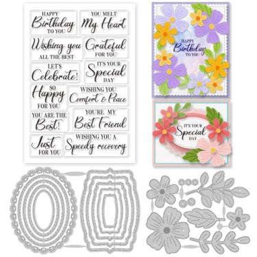 Imagem de 1 conjunto de carimbos transparentes de plástico PVC com tema Blessings, padrões geométricos e florais de aço carbono, estênceis para álbum de fotos faça você mesmo, cartão de papel decorativo em