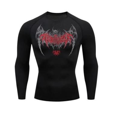 Imagem de Camiseta De Compressão De Manga Longa Com Estampa De Asas De Caveira P