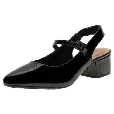 Imagem de Sapato feminino salto grosso modare 7340125, Verniz, Preto, 36