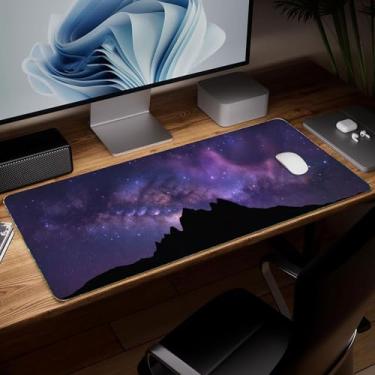 Imagem de Tapete de mesa boêmio de couro, mouse pad de arte colorida grande teclado de computador mousepad para jogos à prova d'água protetor e capa de mesa, tapete decorativo de couro PU para laptop decoração