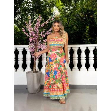 Imagem de Conjunto cropped e saia longa 3 marias estampado cod1996 - LALOKA, Bra