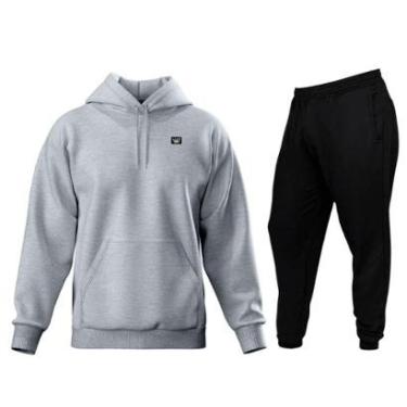 Imagem de Conjunto de Moletom Blusa + Calça Masculino Estampado Estilo Casual Esportes Frio-Masculino