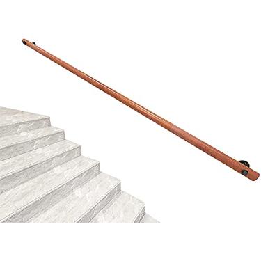 Imagem de Corrimão retrô antiderrapante para decoração de corrimão, corrimãos para escadas internas de madeira, barra de apoio montada na parede com suporte))