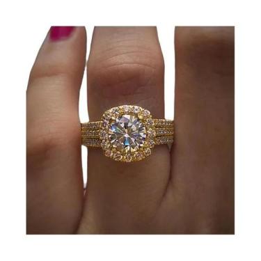 Imagem de Anel De Noivado E Casamento Prateado Para Mulheres, Design Elegante Em