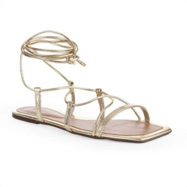 Imagem de Sandália Anacapri Amarração Tiras Finas Snake Dourado - Feminino-Feminino