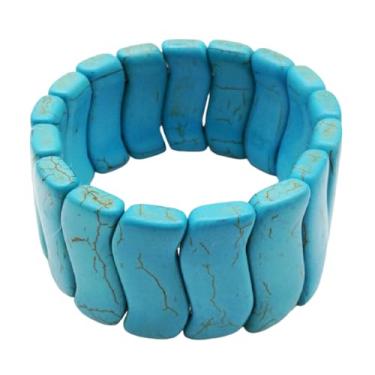 Imagem de MMIUAEG Pulseira feminina turquesa boêmia, joia turquesa, ajustável, étnica, em forma de flor, com contas de lágrima, acessórios para decoração, Medium, Zinco, Sem Pedra Preciosa