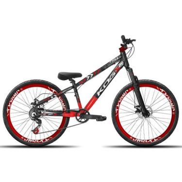 Imagem de Bicicleta aro 26 KOG Freeride Kit Single Pneus Flame, Preto, Vermelho 