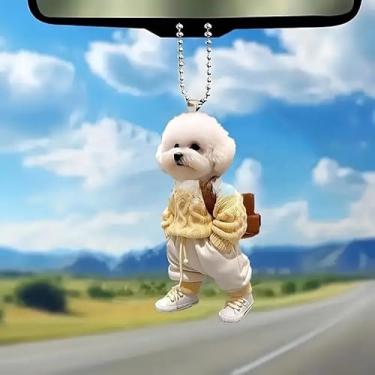 Imagem de 1 pingente de chaveiro fofo para pendurar, acessórios de pendurar para decoração de espelho retrovisor de carro, para mulheres e homens (filhote amarelo)