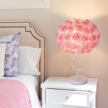 Imagem de ZYLEISENBAO Zyleiesenbao Luminária De Mesa Com Flor De Rosa Rosa, Luminária De Mesa Princesa, Luminária De Flor Para Mesa De Cabeceira, Luminária De Cabeceira Para Quarto, Mulheres, Meninas, Namoro,