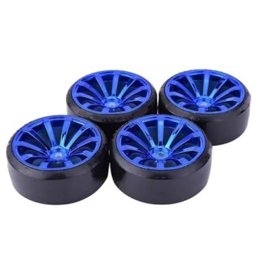 Imagem de MYHWDRNU Peças de carro RC compatíveis com HSP para Tamiya para HPI 1/10 RC Car Upgrade Parts Accessories 4Pcs RC Hard Pattern Drift Pneus Roda (Azul, A)