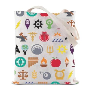Imagem de JYTAPP Percy Movie Gift Book Lovers Greek God Symbol Tote Bag Presente Mitologia Grega Mercadoria fã de mitologia grega, Bege