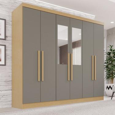 Imagem de Guarda-roupa Casal com Espelho 6 Portas 2 Gavetas França Espresso Móveis Jequitibá/Granizo