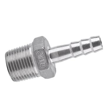 Imagem de Generic Conector de Cauda de Mangueira Farpada de Aço Inoxidável para Encanamento de Tubulação de Ar/água, Encaixe de Rosca 304 SS 1/8 "~ 3/4" para Engenharia Química, Máquinas (3/8''*8mm)