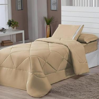 Imagem de Kit Edredom Solteiro Dupla Face + Lençol - 4 Peças em Preto e Cinza, Prático para Quartos Domésticos com Estilo Versátil (AVELA)