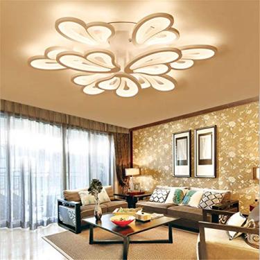 Imagem de Luminária de teto moderna em LED com intensidade regulável e controle remoto. Tamanho grande, ideal para sala de estar. Design criativo em formato de pétalas. Luminária de teto em metal acrí