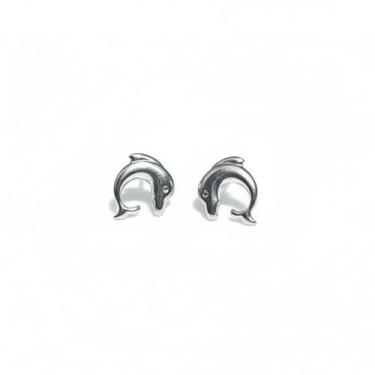 Imagem de Brinco Feminino Infantil Golfinho em Aço Inox Antialérgico Prateado - 
