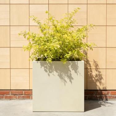 Imagem de ARNIS Caixa de plantador de metal, cubo grande quadrado para uso interno e externo, 52,7 cm C C x 20,75 cm L x 52,75 A vaso de flores resistente de aço galvanizado com drenagem para plantas altas