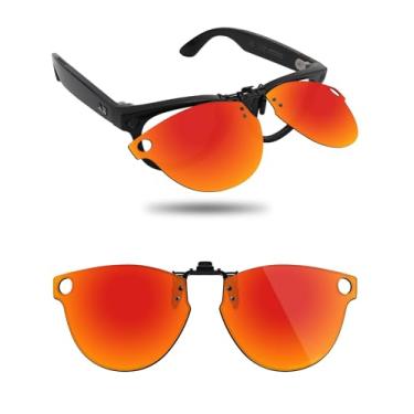 Imagem de Fiskr Óculos de sol polarizados clip-on flip up antirreflexo proteção UV para Ray-Ban Meta Headliner RW4013 (Gen 2) 50 mm, Vermelho fogo, 50mm