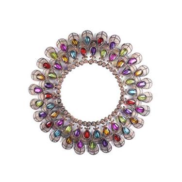 Imagem de Espelho nórdico redondo montado na parede espelho de penteadeira sala de estar quarto espelho colorido decorativo