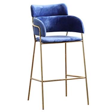 Imagem de Banquetas de bar, banco de bistrô bar cadeira alta bancos de bar elegantes bancos de bar altos bancos de balcão de cozinha cadeiras de jantar (cor: azul, tamanho: 45 cm de altura) Ambição nobre