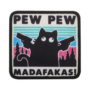 Imagem de Adesivos Táticos Engraçados De Gato Com Arma, Patches De Moral Bordado