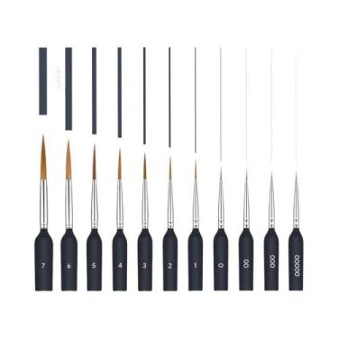 Imagem de Conjunto De Pincéis De Pintura De Ponta Fina Preta Para Pintura De Mod