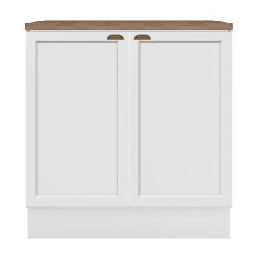 Imagem de Balcão De Cozinha Unna 2 Portas 80cm Branco Com Tampo Mdp - Poliman Móveis Branco