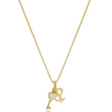 Imagem de Colar Personalizado Chave Com Ponto De Luz Em Zircônia E Ini