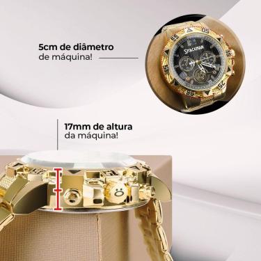 Imagem de Relogio Banhado Masculino + Oculos Sol + Cordão Casual Religioso Proteção Uv Ouro