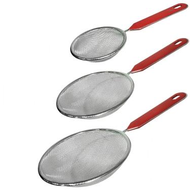 Imagem de Kit Coador Peneira Peneirinha em Metal com 3 Tamanhos