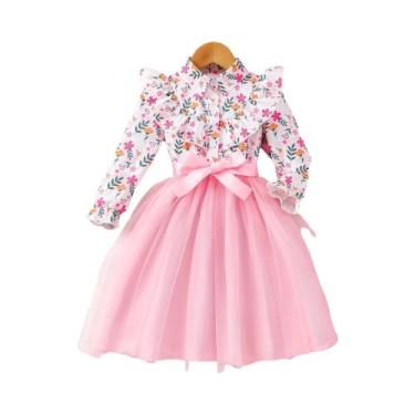 Imagem de Vestido De Manga Longa Para Meninas De 2 a 7 Anos, Casual, De Gaze Res