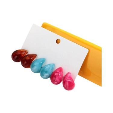 Imagem de Brincos De Resina Acetato Vintage Em Forma De Gota Para Mulheres, 3 Pa