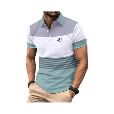 Imagem de Camisa Polo Slim Fit Masculina De Verão Com Estampa Digital 3D, Manga 