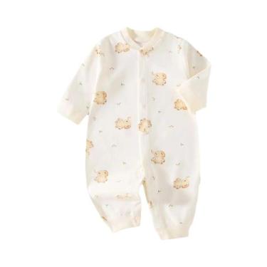Imagem de Macacão De Algodão Para Bebê Recém-Nascido, Manga Longa, Roupa De Loun