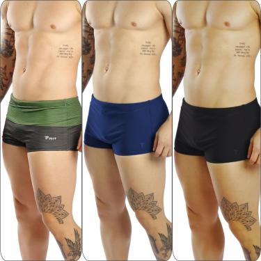 Imagem de Kit 2 Sunga Boxer Lisa 1 Sunga Estampada Moda Praia Piscina-Masculino