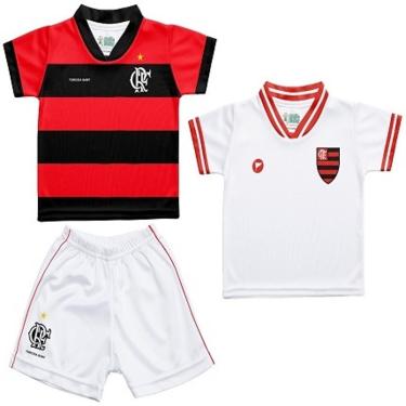 Imagem de Kit 2 Camisetas Bebê Flamengo Listrada + 1 Short Torcida Baby-Masculino