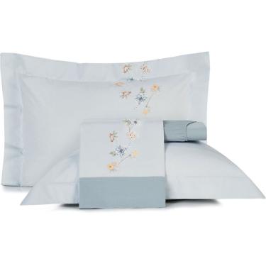 Imagem de Jogo de Cama Altenburg Peonia 200 Fios 4 Peças Queen Azul