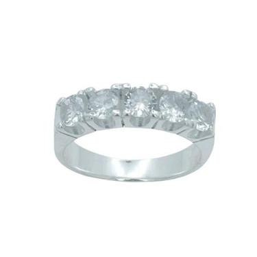 Imagem de Anel em Prata 925 Meia Aliança com Zircônias - Joia Elegante - Justino