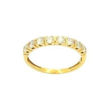 Imagem de Anel em Ouro 18k Meia Aliança com Zircônias Redondas 2,75mm - Justino 