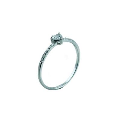 Imagem de Anel Solitário em Prata 925 com Zircônia em Formato de Coração - Justi