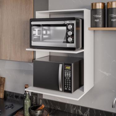 Imagem de Suporte para Microondas e Forno Lauren Branco Maderatto Móveis