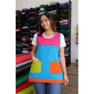 Imagem de Avental colorido Tipo Bata Oxford Premium,luxo,aniversario,cozinha,min