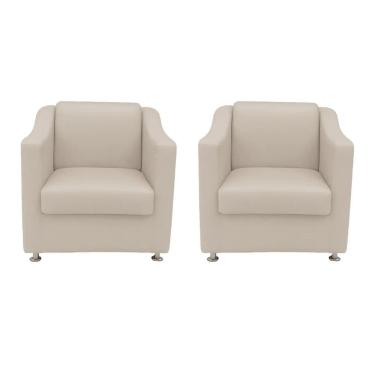 Imagem de Kit 2 Poltronas Sofia Decorativa Para Recepção Bege Corino