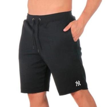 Imagem de Bermuda Moletinho Short Calçao Masculino Estampa New York Cordão Ajustavel Com Bolsos Academia-Masculino