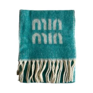 Imagem de Cachecol Feminino Grosso De Lã Em Duas Cores Com Padrão De Letras, Lav