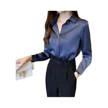 Imagem de Blusa Feminina Casual de Manga Comprida - Gola Virada - Primavera/Outo