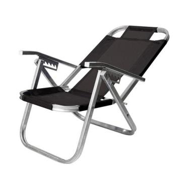 Imagem de Cadeira de Praia Reclinável Alta Ipanema Preta Botafogo - Botafogo Lar