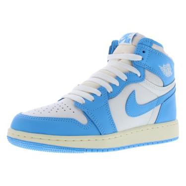 Imagem de Tênis Air Jordan 1 Retro High OG UNC Reimagined Grade School Lifestyle (azul escuro/azul escuro/vela), Azul escuro/azul claro pó/azul claro/vela, 6 Big Kid